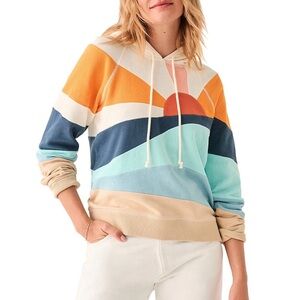 Faherty Soleil Abstract Sun Print Long Sleeve Pullover Hoodie - Size M